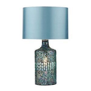 Guru dual source 2 light turquoise mosaic table lamp with blue shade main image