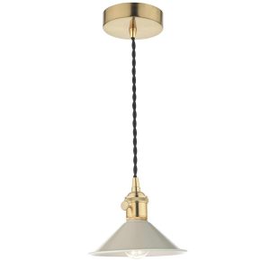 Dar Hadano small 1 light ceiling pendant with cashmere shade in natural brass main image