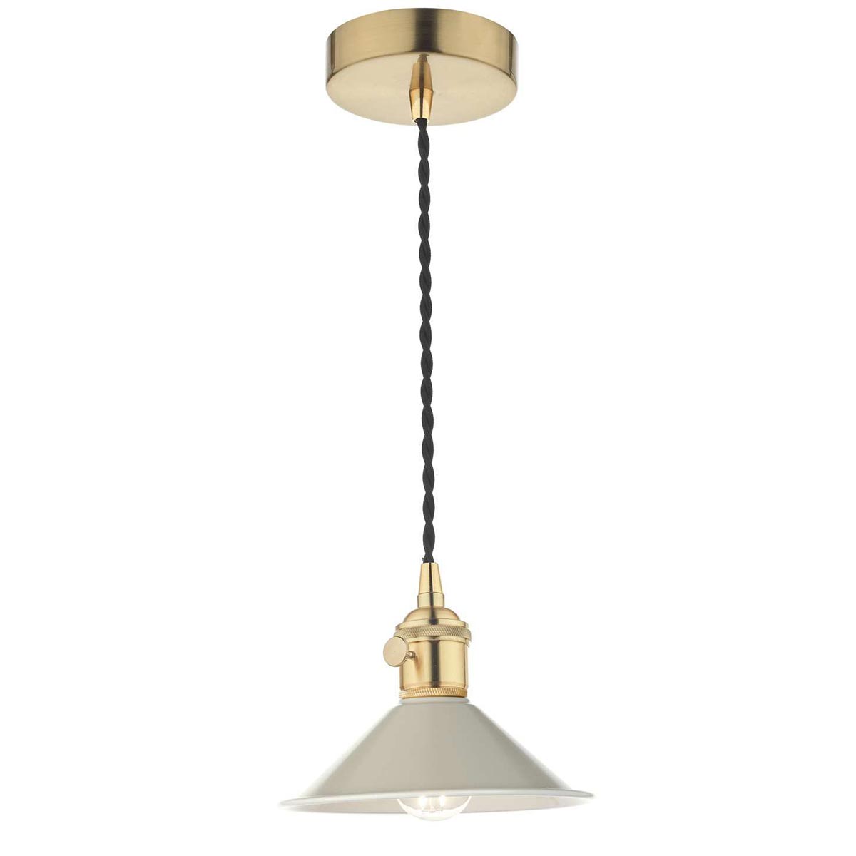 Dar Hadano Small 1 Light Ceiling Pendant Cashmere Shade / Natural Brass