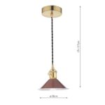 Dar Hadano Small 1 Light Ceiling Pendant Umber Shade / Natural Brass