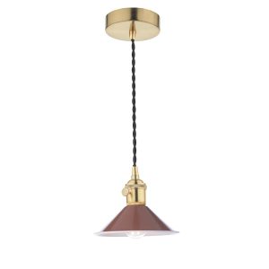 Dar Hadano small 1 light ceiling pendant with umber shade in natural brass main image