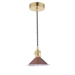Dar Hadano Small 1 Light Ceiling Pendant Umber Shade / Natural Brass