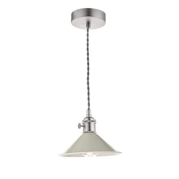 Dar Hadano small 1 light ceiling pendant with cashmere shade in antique chrome main image