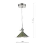 Dar Hadano Small 1 Light Ceiling Pendant Olive Shade / Antique Chrome