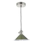 Dar Hadano Small 1 Light Ceiling Pendant Olive Shade / Antique Chrome