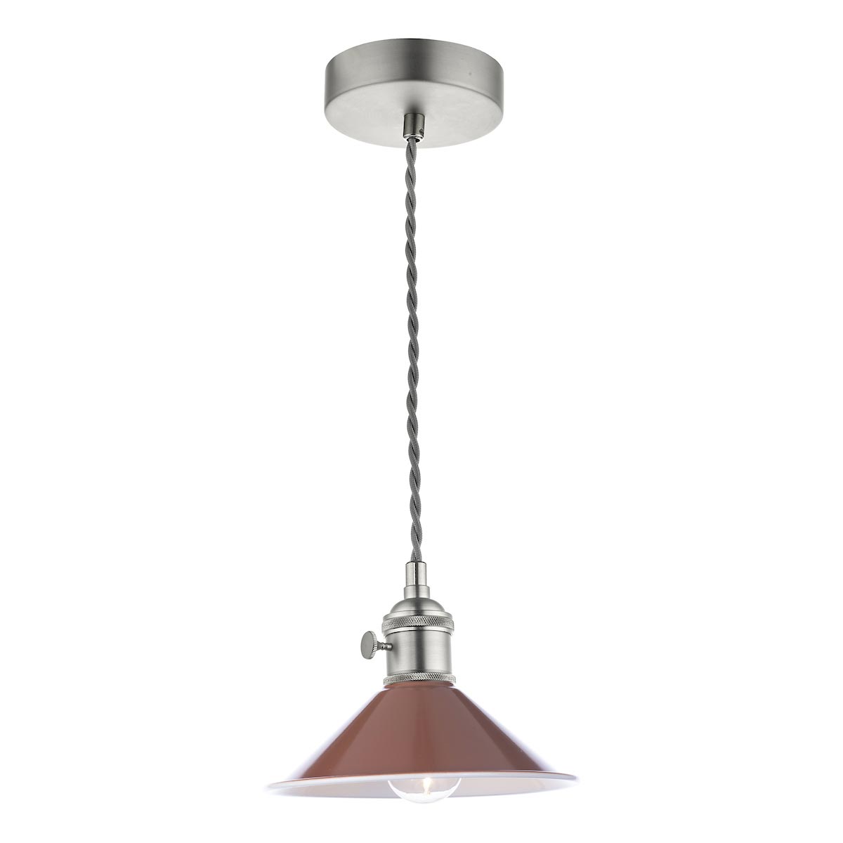 Dar Hadano Small 1 Light Ceiling Pendant Umber Shade / Antique Chrome