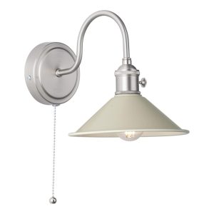 Hadano switched single wall light with cashmere shade in antique chrome main image