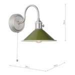 Dar Hadano Switched Single Wall Light Olive Shade / Antique Chrome