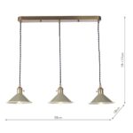 Dar Hadano 3 Light Ceiling Pendant Bar Cashmere Shades / Natural Brass