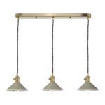Dar Hadano 3 Light Ceiling Pendant Bar Cashmere Shades / Natural Brass