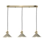 Dar Hadano 3 Light Ceiling Pendant Bar Cashmere Shades / Natural Brass