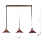 Dar Hadano 3 Light Ceiling Pendant Bar Umber Shades / Natural Brass
