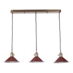 Dar Hadano 3 Light Ceiling Pendant Bar Umber Shades / Natural Brass