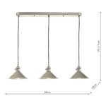 Dar Hadano 3 Light Ceiling Pendant Bar Cashmere / Antique Chrome