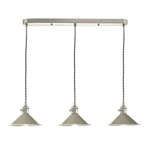 Dar Hadano 3 light bar ceiling pendant with cashmere shades in antique chrome main image