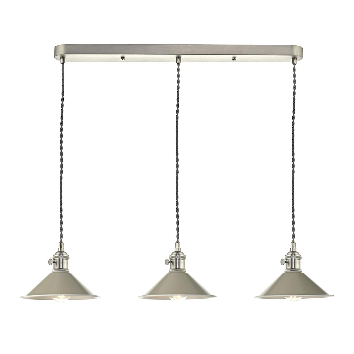 Dar Hadano 3 Light Ceiling Pendant Bar Cashmere / Antique Chrome