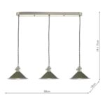 Dar Hadano 3 Light Ceiling Pendant Bar Olive Shades / Antique Chrome