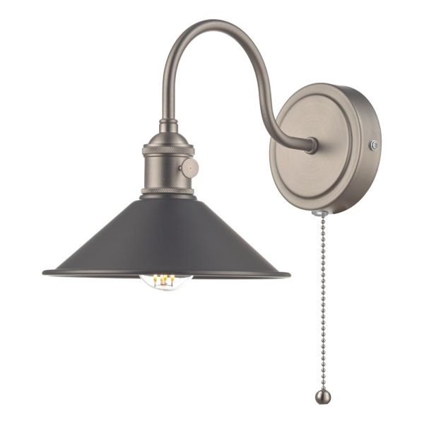 Dar Hadano Switched Retro Style Wall Light Antique Chrome / Pewter