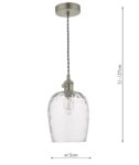 Dar Hadano Small 1 Light Retro Pendant Antique Chrome Dimpled Glass