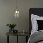 Dar Hadano Small 1 Light Retro Pendant Antique Chrome Dimpled Glass
