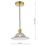 Dar Hadano Small 1 Light Retro Ceiling Pendant Brass Flared Glass