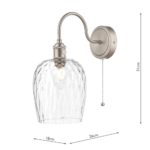 Dar Hadano Switched Retro Wall Light Antique Chrome Dimpled Glass