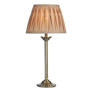 Dar Hatton 1 light candlestick table lamp in antique brass with shade main image