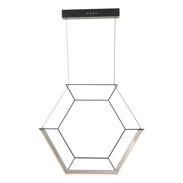 Hexagon ultra modern 1 light LED geometric ceiling pendant in black main image