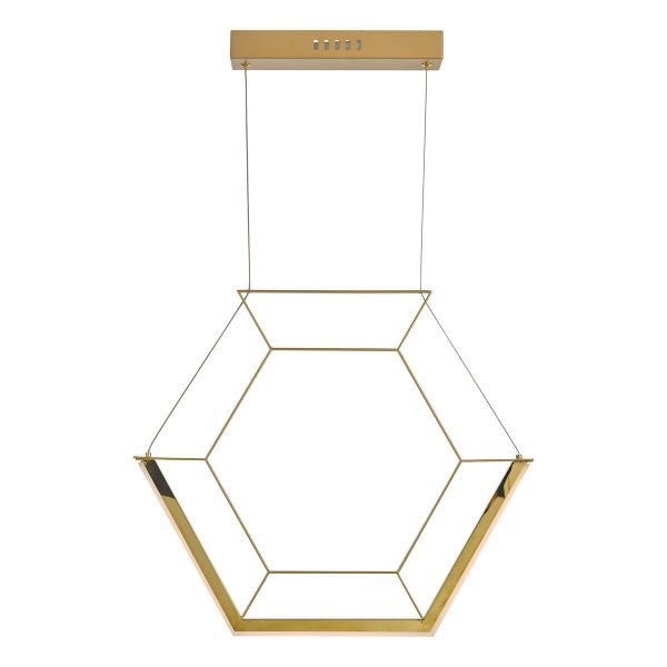Hexagon ultra modern 1 light LED geometric ceiling pendant in gold main image