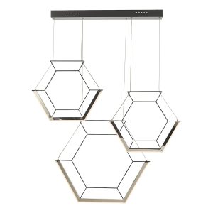 Hexagon ultra modern 3 light LED geometric ceiling pendant in black main image
