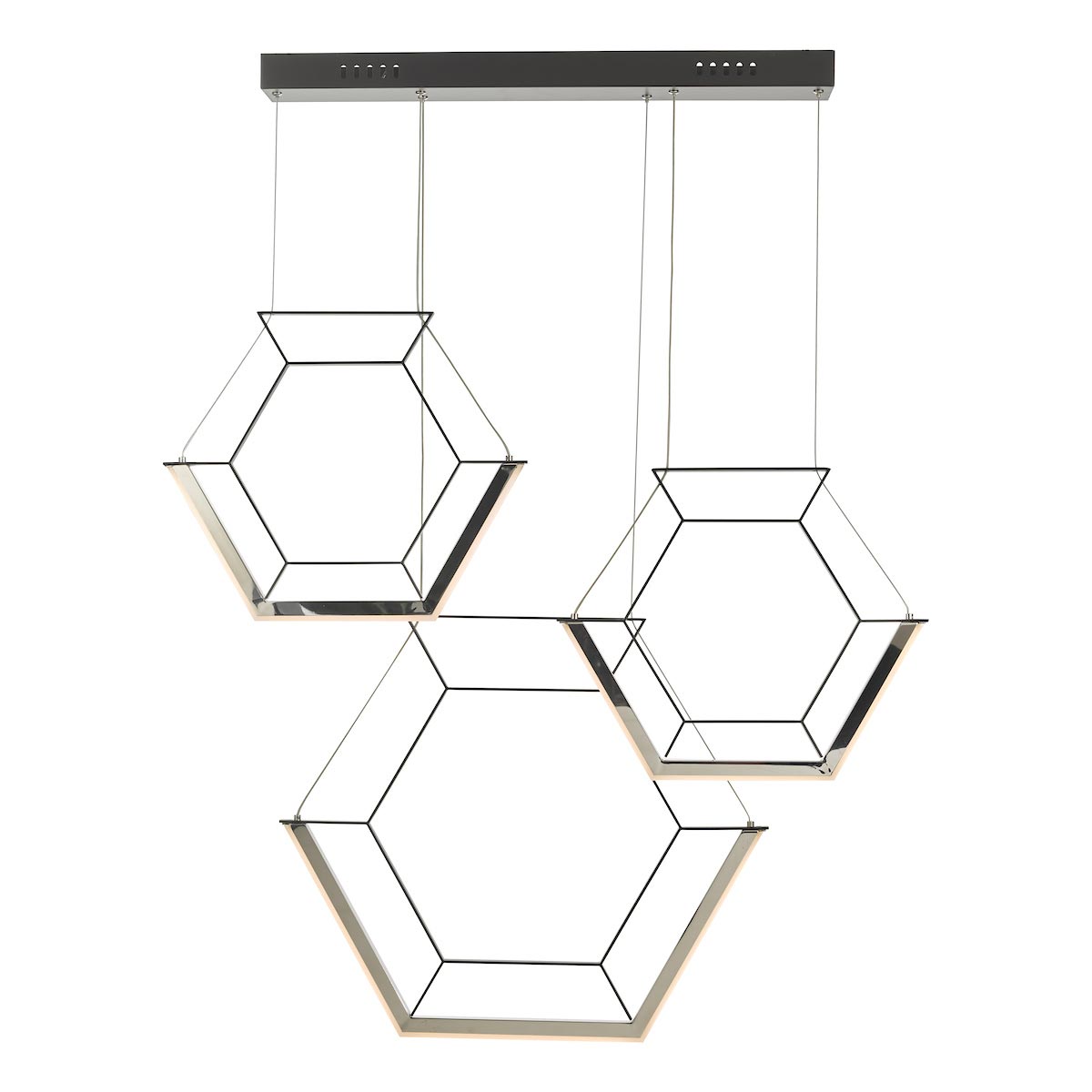 Dar Hexagon Ultra Modern 3 Light LED Geometric Ceiling Pendant Black