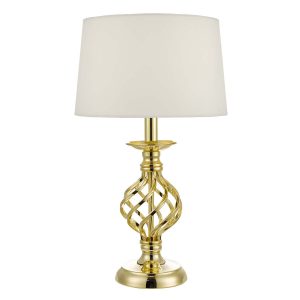 Dar Iffley small 1 light touch table lamp in gold with ivory shade main image