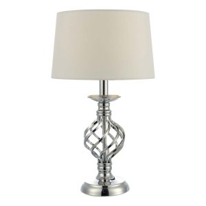 Dar Iffley small 1 light touch table lamp in chrome with ivory shade main image