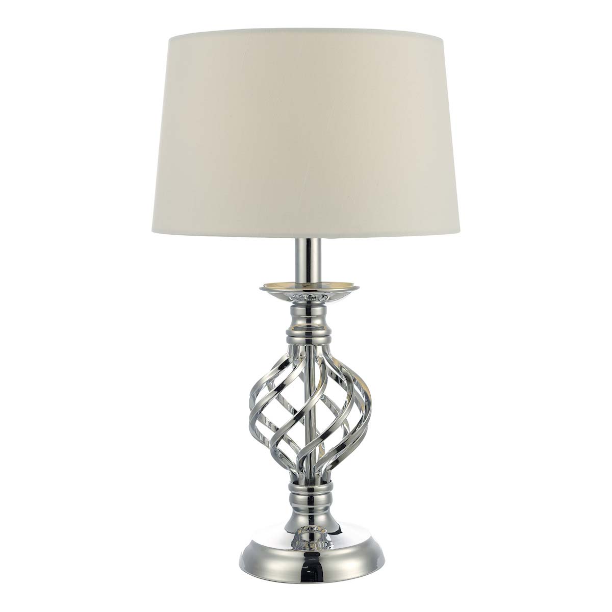 Dar Iffley Small Barley Twist Touch Table Lamp Chrome Ivory Shade