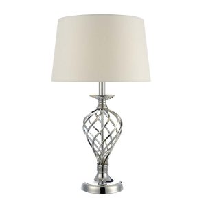 Dar Iffley large 1 light touch table lamp in chrome with ivory shade main image
