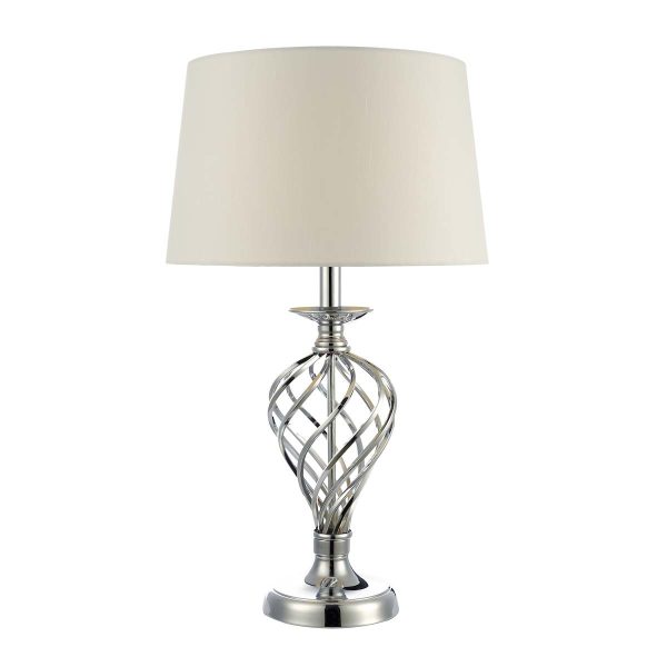 Dar Iffley Large Barley Twist Touch Table Lamp Chrome Ivory Shade