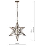 Dar Ilario Large 1 Light Star Pendant Ceiling Lantern Antique Brass