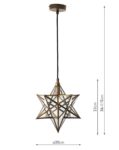 Dar Ilario Small 1 Light Star Pendant Ceiling Lantern Antique Brass