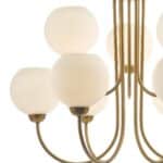 Dar Indra 9 Light Pendant Chandelier Solid Natural Brass Opal Glass