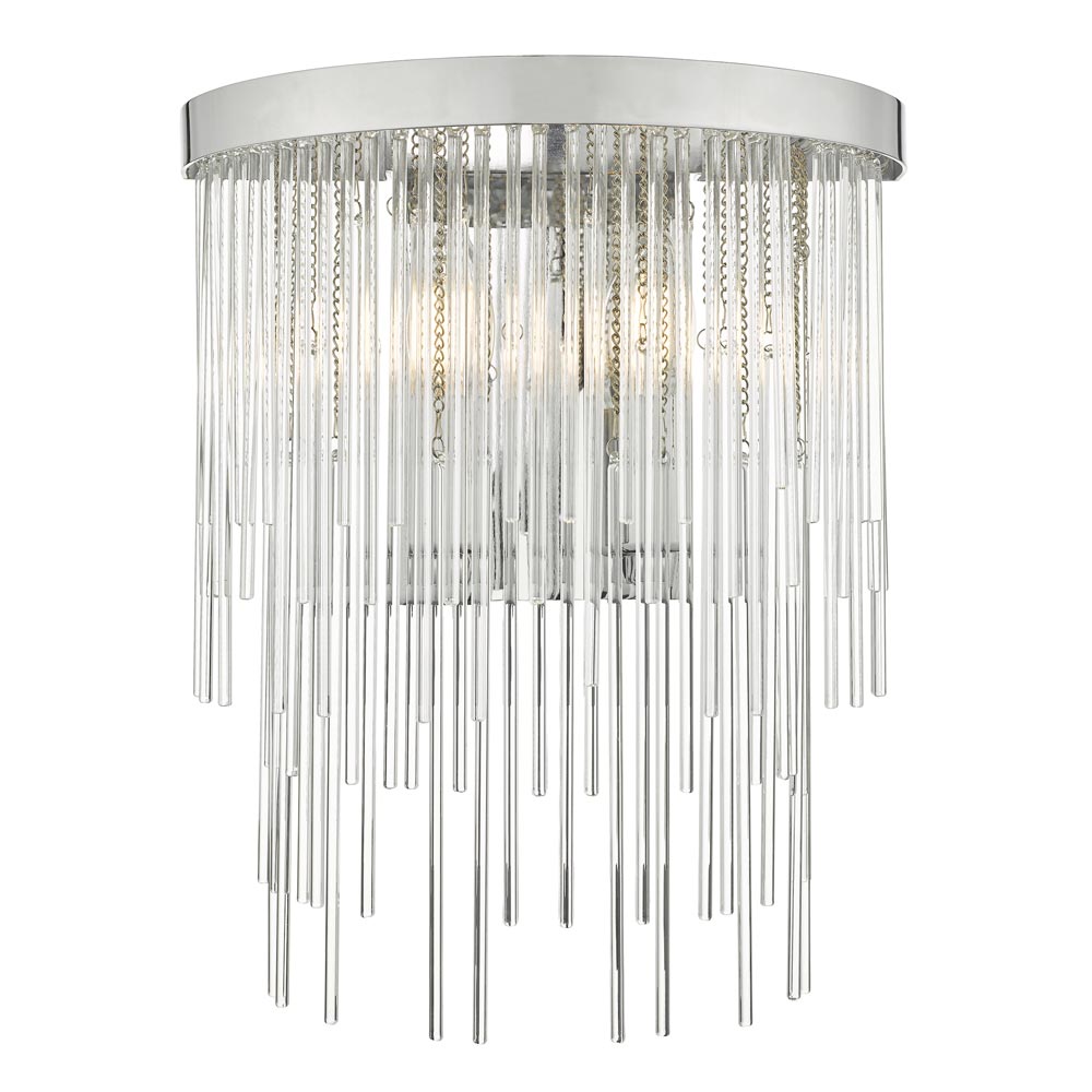 Dar Isla Stunning 2 Lamp Wall Light Polished Chrome Glass Rods