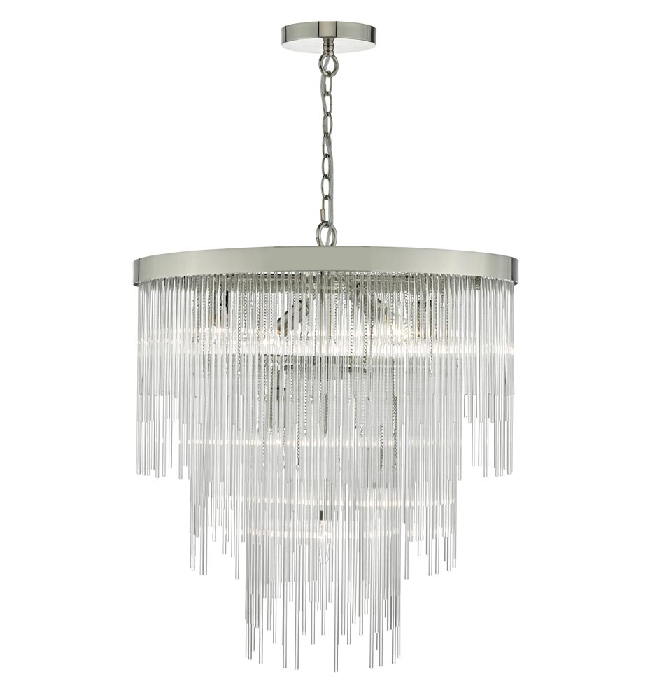 Dar Isla Stunning 7 Light Ceiling Pendant Polished Chrome Glass Rods