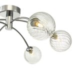 Dar Izzy Chrome 6 Lamp Semi Flush Low Ceiling Light Swirl Glass Globes