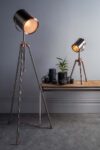 Dar Jake Industrial Style 1 Light Tripod Table Lamp Antique Silver / Copper
