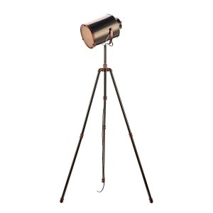 Dar Jake 1 light tripod floor lamp in antique silver and copper main image