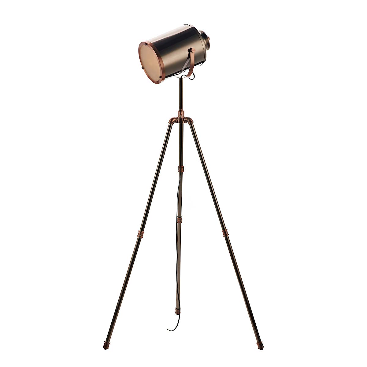 Dar Jake Industrial Style 1 Light Tripod Floor Lamp Antique Silver / Copper