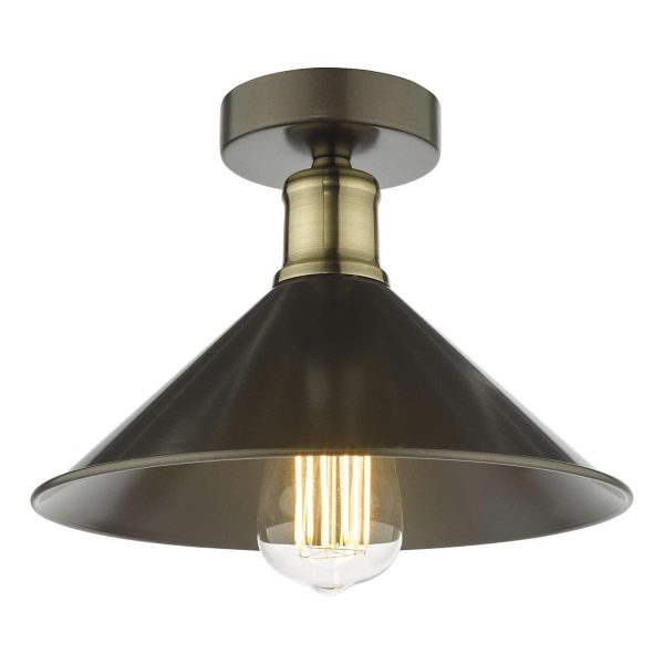 Jalen industrial style 1 lamp flush low ceiling light in graphite main image