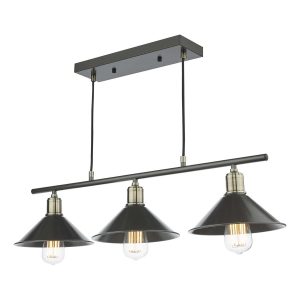 Jalen industrial style 3 light ceiling pendant bar in graphite main image