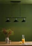 Dar Jalen Industrial 3 Light Ceiling Pendant Bar Graphite & Antique Brass