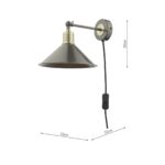 Dar Jalen Industrial 1 Lamp Plug In Wall Light Graphite & Antique Brass