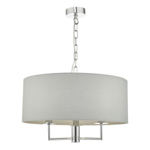 Dar Jamelia 3 light pendant with grey shade in polished chrome main image